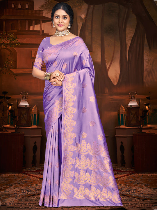 Lilac Silk Saree With Blouse Piece