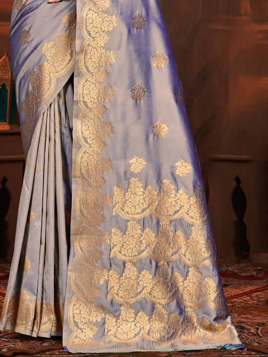 Lavender Silk Saree With Blouse Piece