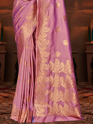 Pink Silk Saree With Blouse Piece