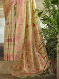 Green Silk Blend Saree With Blouse Piece