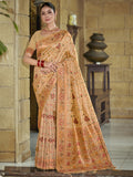 Beige Silk Blend Saree With Blouse Piece