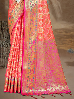 Pink Silk Saree With Blouse Piece