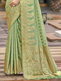Green Silk Saree With Blouse Piece