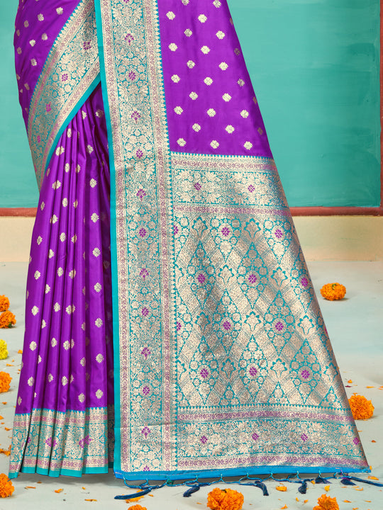 Purple Silk Saree With Blouse Piece