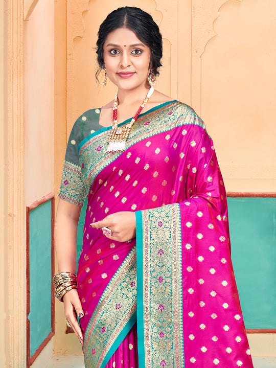 Pink Silk Saree With Blouse Piece