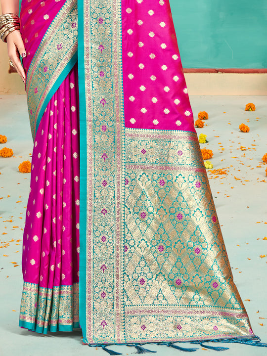 Pink Silk Saree With Blouse Piece