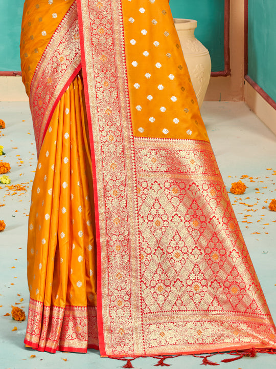 Mustard Silk Saree With Blouse Piece