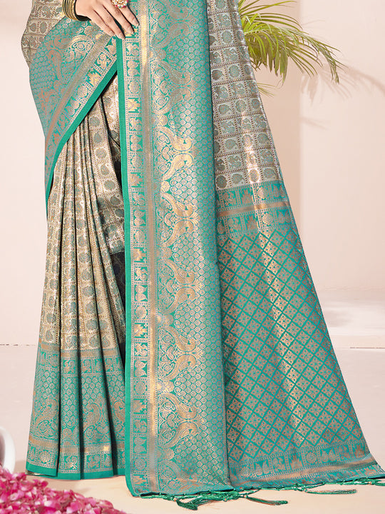 Sky Blue Silk Saree With Blouse Piece