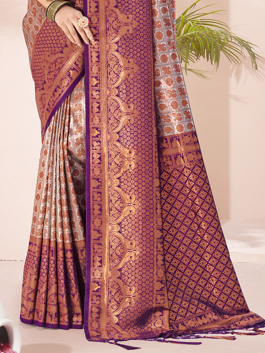 Burgundy Silk Saree With Blouse Piece