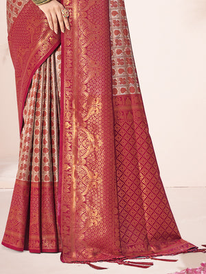 Maroon Silk Saree With Blouse Piece