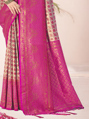 Pink Silk Saree With Blouse Piece