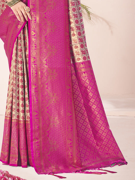 Pink Silk Saree With Blouse Piece