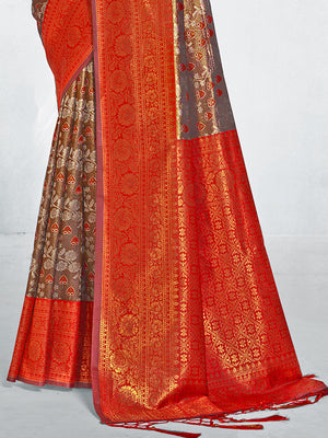 Red Silk Saree With Blouse Piece