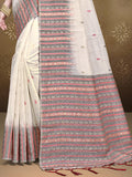 Cream Cotton Saree With Black Blouse Piece