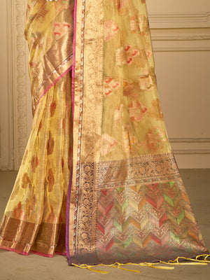 Beige Organza Saree With Blouse Piece