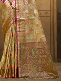 Olive Organza Saree With Blouse Piece