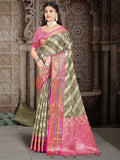 Grey Silk Saree With Blouse Piece