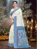 Cream Cotton Saree With Blouse Piece