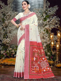 Cream Cotton Saree With Blouse Piece