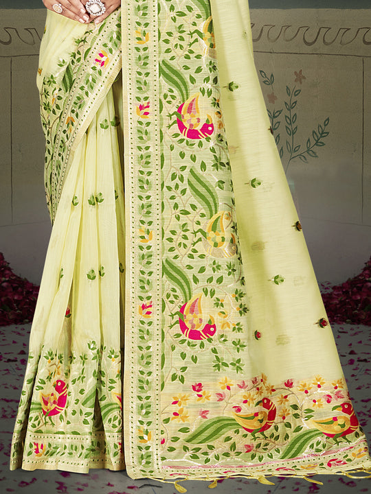 Mint Green Cotton Saree With Blouse Piece