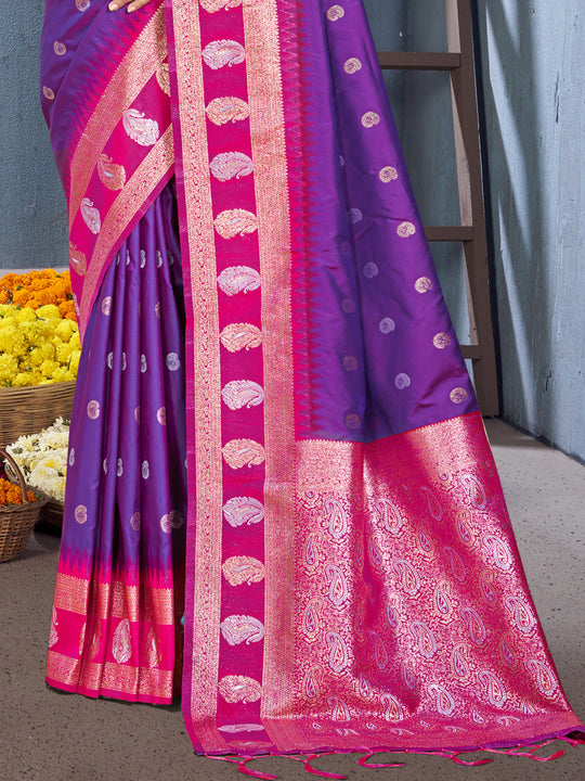 Purple Silk Saree With Blouse Piece