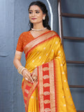 Yellow Silk Saree With Blouse Piece