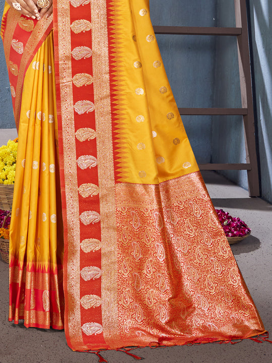 Yellow Silk Saree With Blouse Piece