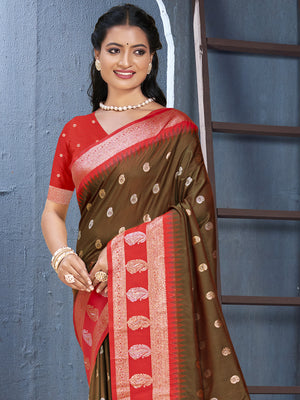 Brown Silk Saree With Blouse Piece