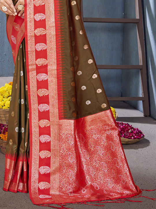 Brown Silk Saree With Blouse Piece