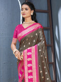 Grey Silk Saree With Blouse Piece