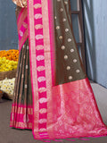 Grey Silk Saree With Blouse Piece