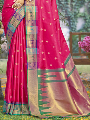 Pink Silk Saree With Blouse Piece