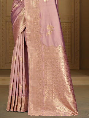 Pink Silk Saree With Blouse Piece