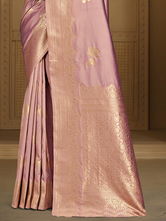 Pink Silk Saree With Blouse Piece
