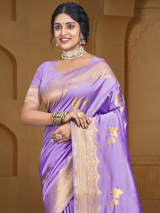 Lilac Silk Saree With Blouse Piece