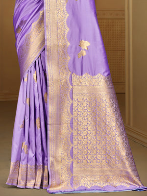 Lilac Silk Saree With Blouse Piece