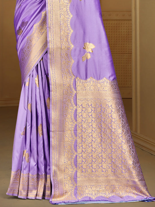 Lilac Silk Saree With Blouse Piece