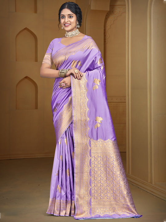 Lilac Silk Saree With Blouse Piece