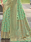 Green Silk Saree With Blouse Piece