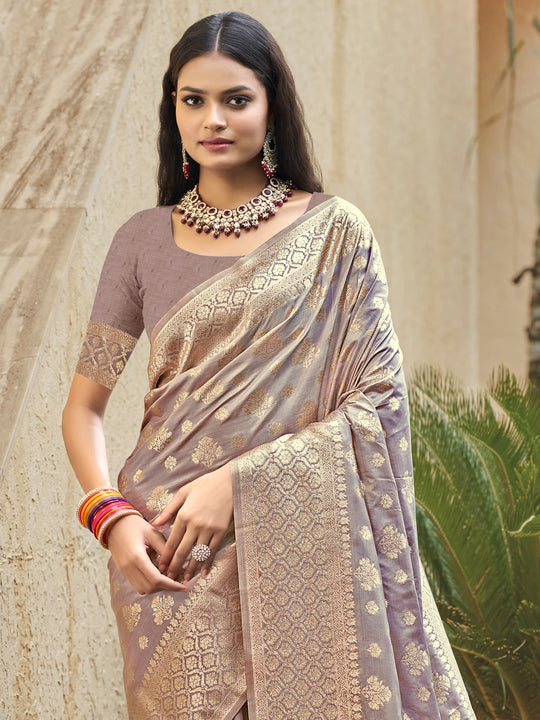 Pink Silk Saree With Blouse Piece