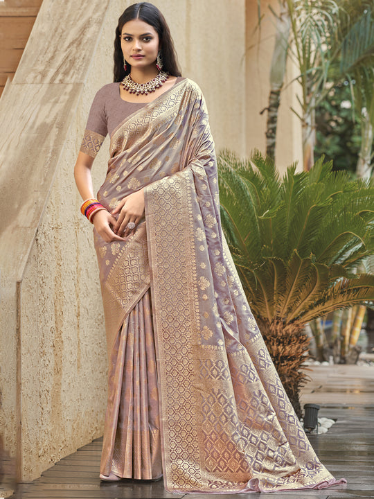 Pink Silk Saree With Blouse Piece