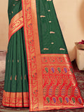 Green Silk Saree With Blouse Piece