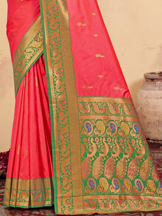 Pink Silk Saree With Blouse Piece