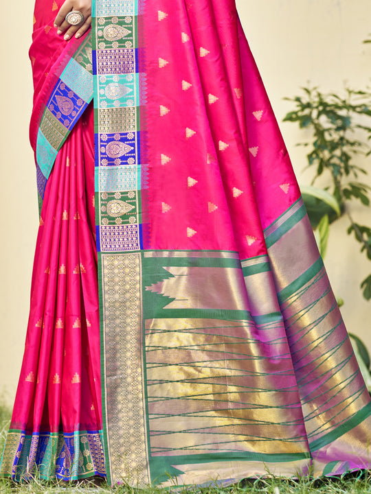 Pink Silk Saree With Blouse Piece