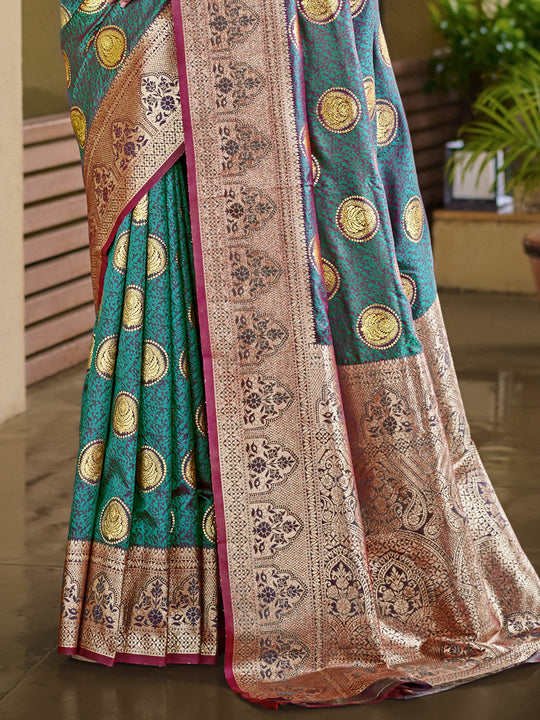 Blue Silk Saree With Blouse Piece