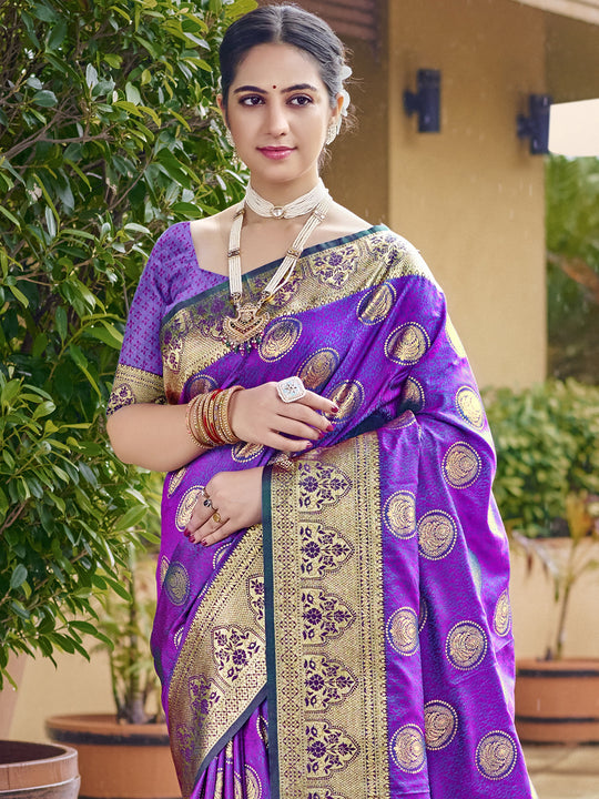 Lavender Silk Saree With Blouse Piece