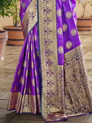 Lavender Silk Saree With Blouse Piece