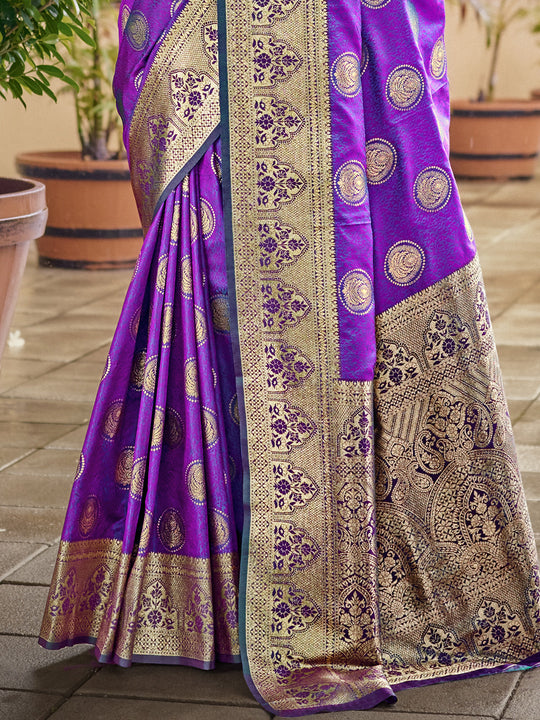 Lavender Silk Saree With Blouse Piece