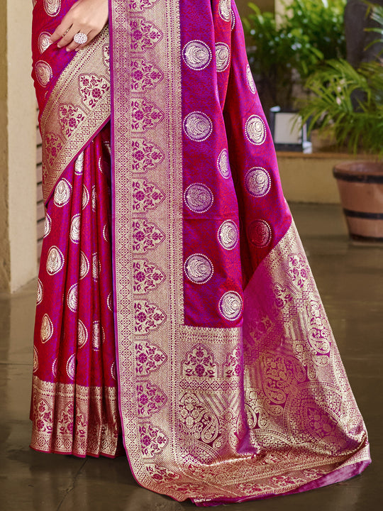 Pink Silk Saree With Blouse Piece
