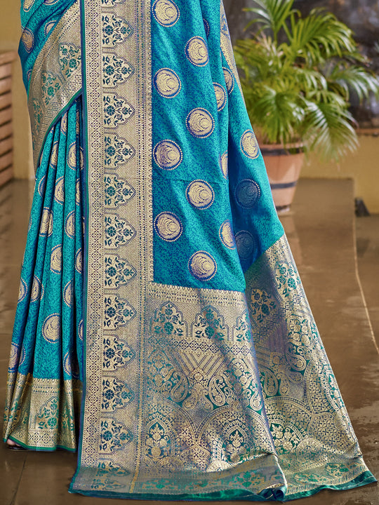 Blue Silk Saree With Blouse Piece